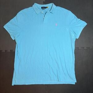 Polo Ralph Lauren Teal Polo Shirt Mens Size XXL Custom Fit Preppy Casualcore